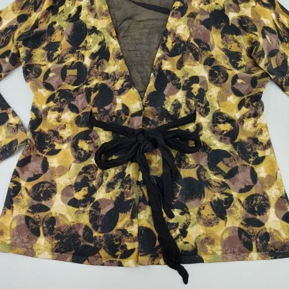 Zozo Cardigan XL Black Yellow Sheer Knot Front Art to Wear Whimsigoth - Picture 8 of 13